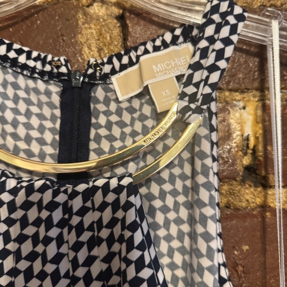 MICHAEL Michael Kors Black & White Pattern Gold Hardware Midi Dress Size S - Picture 5 of 12